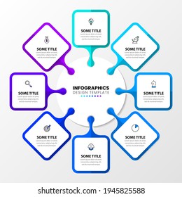 Infographic design template. Creative concept with 8 steps. Can be used for workflow layout, diagram, banner, webdesign. Vector illustration