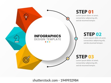 Infographic design template. Creative concept with 3 steps. Can be used for workflow layout, diagram, banner, webdesign. Vector illustration
