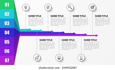 Infographic design template. Creative concept with 7 steps. Can be used for workflow layout, diagram, banner, webdesign. Vector illustration