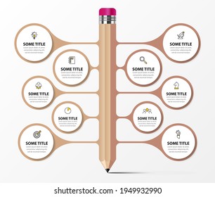 Infographic design template. Creative concept with 10 steps. Can be used for workflow layout, diagram, banner, webdesign. Vector illustration.