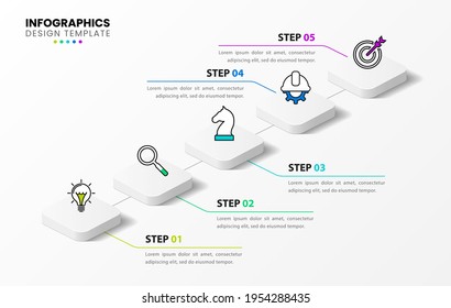 Infographic design template. Creative concept with 5 steps. Can be used for workflow layout, diagram, banner, webdesign. Vector illustration