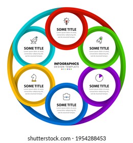 Infographic design template. Creative concept with 6 steps. Can be used for workflow layout, diagram, banner, webdesign. Vector illustration