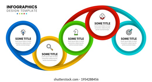Infographic design template. Creative concept with 5 steps. Can be used for workflow layout, diagram, banner, webdesign. Vector illustration