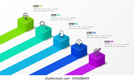 Infographic design template. Creative concept with 5 steps. Can be used for workflow layout, diagram, banner, webdesign. Vector illustration