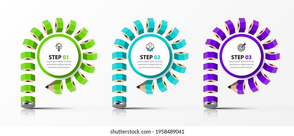 Infographic design template. Creative concept with 3 steps. Can be used for workflow layout, diagram, banner, webdesign. Vector illustration