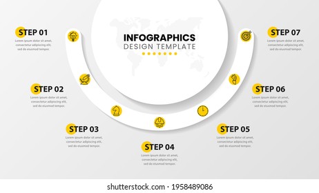 Infographic design template. Creative concept with 7 steps. Can be used for workflow layout, diagram, banner, webdesign. Vector illustration