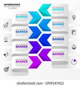 Plantilla de diseño infográfico. Concepto creativo con 8 pasos. Se puede utilizar para diseño de flujo de trabajo, diagrama, banner, diseño web. Ilustración vectorial.
