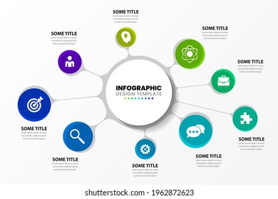 Infographic design template. Creative concept with 9 steps. Can be used for workflow layout, diagram, banner, webdesign. Vector illustration