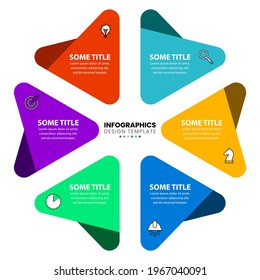 Infographic design template. Creative concept with 6 steps. Can be used for workflow layout, diagram, banner, webdesign. Vector illustration