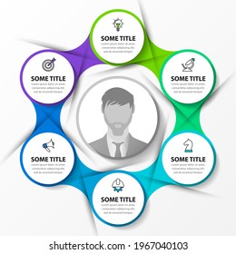 Infographic design template. Creative concept with 6 steps. Can be used for workflow layout, diagram, banner, webdesign. Vector illustration