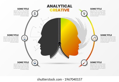 Infographic design template. Creative concept with two face. Can be used for workflow layout, diagram, banner, webdesign. Vector illustration