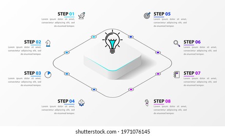 Infographic design template. Creative concept with 8 steps. Can be used for workflow layout, diagram, banner, webdesign. Vector illustration - Shutterstock ID 1971076145