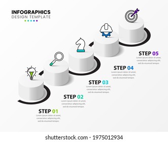Infographic design template. Creative concept with 5 steps. Can be used for workflow layout, diagram, banner, webdesign. Vector illustration