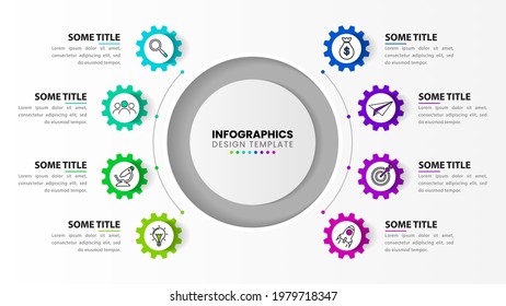 Infographic design template. Creative concept with 8 steps. Can be used for workflow layout, diagram, banner, webdesign. Vector illustration