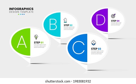 Plantilla de diseño infográfico. Concepto creativo con 4 pasos. Se puede utilizar para diseño de flujo de trabajo, diagrama, banner, diseño web. Ilustración del vector