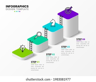 Infografische Design-Vorlage. Kreatives Konzept mit 4 Schritten. Kann für Workflow-Layout, Diagramm, Banner, Webdesign verwendet werden. Vektorgrafik