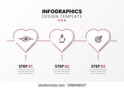 Plantilla de diseño infográfico. Concepto creativo con 3 pasos. Se puede utilizar para diseño de flujo de trabajo, diagrama, banner, diseño web. Ilustración del vector