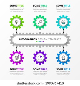Infographic design template. Creative concept with 6 steps. Can be used for workflow layout, diagram, banner, webdesign. Vector illustration