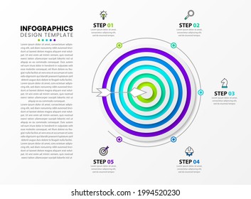 Infographic design template. Creative concept with 5 steps. Can be used for workflow layout, diagram, banner, webdesign. Vector illustration