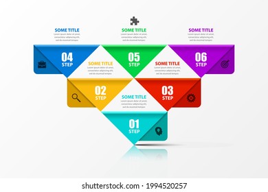 Infographic design template. Creative concept with 6 steps. Can be used for workflow layout, diagram, banner, webdesign. Vector illustration