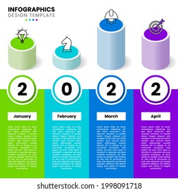 Infographic design template. Creative concept with 4 steps. Can be used for workflow layout, diagram, banner, webdesign. Vector illustration