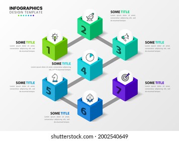 Infographic design template. Creative concept with 7 steps. Can be used for workflow layout, diagram, banner, webdesign. Vector illustration