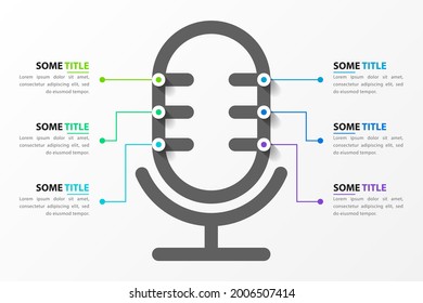 Plantilla de diseño infográfico. Concepto creativo con 6 pasos. Se puede utilizar para diseño de flujo de trabajo, diagrama, banner, diseño web. Ilustración del vector