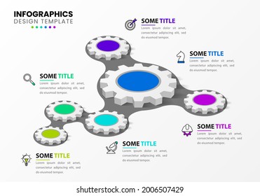 Infographic design template. Creative concept with 6 steps. Can be used for workflow layout, diagram, banner, webdesign. Vector illustration