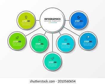 Infographic design template. Creative concept with 7 steps. Can be used for workflow layout, diagram, banner, webdesign. Vector illustration