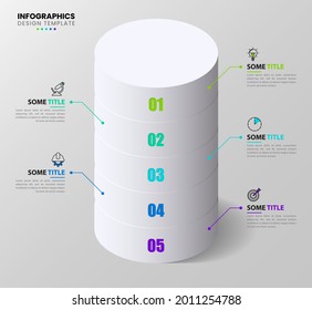 Infographic design template. Creative concept with 5 steps. Can be used for workflow layout, diagram, banner, webdesign. Vector illustration