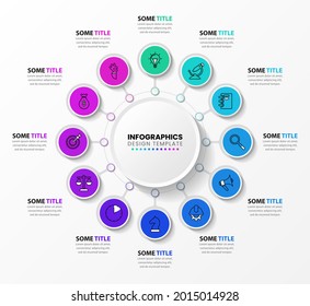 Infographic design template. Creative concept with 12 steps. Can be used for workflow layout, diagram, banner, webdesign. Vector illustration