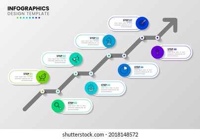 Infographic design template. Creative concept with 8 steps. Can be used for workflow layout, diagram, banner, webdesign. Vector illustration