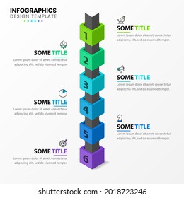 Infographic design template. Creative concept with 6 steps. Can be used for workflow layout, diagram, banner, webdesign. Vector illustration