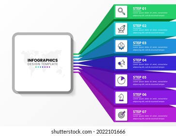 Infographic design template. Creative concept with 7 steps. Can be used for workflow layout, diagram, banner, webdesign. Vector illustration