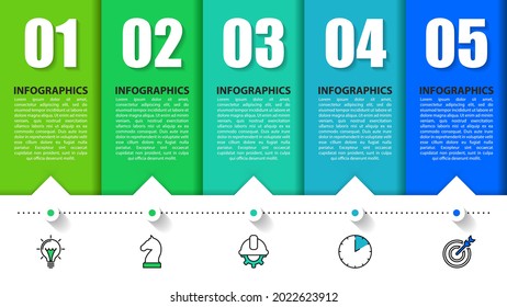 Infografische Design-Vorlage. Kreatives Konzept mit 5 Schritten. Kann für Workflow-Layout, Diagramm, Banner, Webdesign verwendet werden. Vektorgrafik