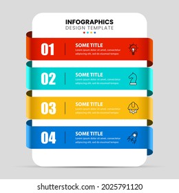 Plantilla de diseño infográfico. Concepto creativo con 4 pasos. Se puede utilizar para diseño de flujo de trabajo, diagrama, banner, diseño web. Ilustración del vector