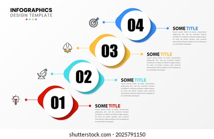 Plantilla de diseño infográfico. Concepto creativo con 4 pasos. Se puede utilizar para diseño de flujo de trabajo, diagrama, banner, diseño web. Ilustración del vector
