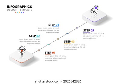 Infographic design template. Creative concept with 5 steps. Can be used for workflow layout, diagram, banner, webdesign. Vector illustration