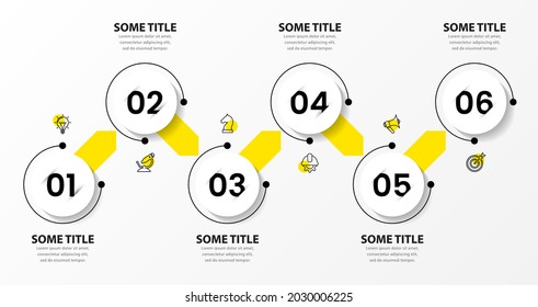 Infographic design template. Creative concept with 6 steps. Can be used for workflow layout, diagram, banner, webdesign. Vector illustration.