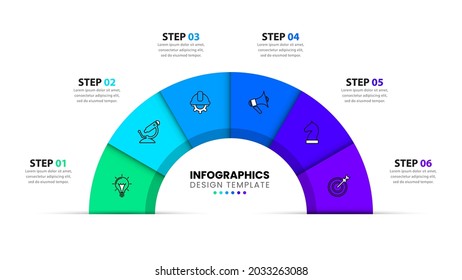 Infographic design template. Creative concept with 6 steps. Can be used for workflow layout, diagram, banner, webdesign. Vector illustration