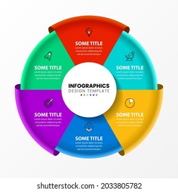 Infographic design template. Creative concept with 6 steps. Can be used for workflow layout, diagram, banner, webdesign. Vector illustration