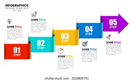 Infographic design template. Creative concept with 5 steps. Can be used for workflow layout, diagram, banner, webdesign. Vector illustration