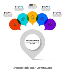 Infographic design template. Creative concept with 5 steps. Can be used for workflow layout, diagram, banner, webdesign. Vector illustration
