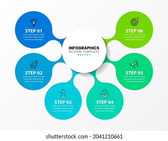 Infographic design template. Creative concept with 6 steps. Can be used for workflow layout, diagram, banner, webdesign. Vector illustration