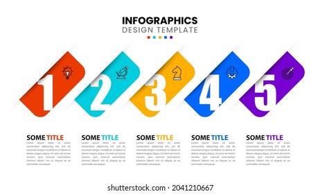 Infographic design template. Creative concept with 5 steps. Can be used for workflow layout, diagram, banner, webdesign. Vector illustration