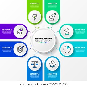 Infographic design template. Creative concept with 8 steps. Can be used for workflow layout, diagram, banner, webdesign. Vector illustration