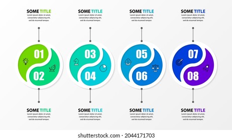 Infographic design template. Creative concept with 8 steps. Can be used for workflow layout, diagram, banner, webdesign. Vector illustration
