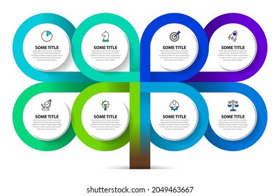 Infographic design template. Creative concept with 8 steps. Can be used for workflow layout, diagram, banner, webdesign. Vector illustration
