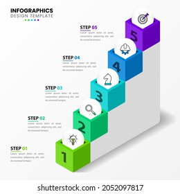 Infographic design template. Creative concept with 5 steps. Can be used for workflow layout, diagram, banner, webdesign. Vector illustration