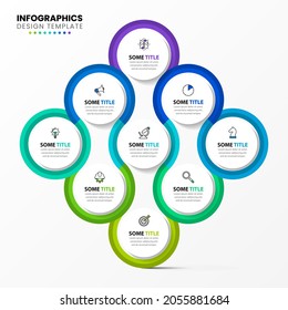 Infographic design template. Creative concept with 9 steps. Can be used for workflow layout, diagram, banner, webdesign. Vector illustration